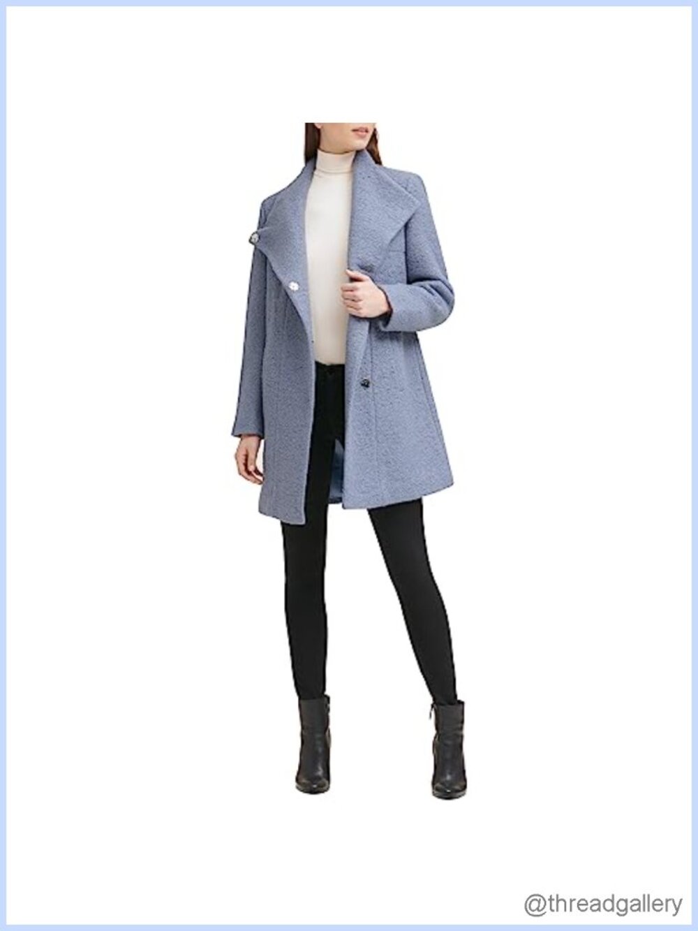 Wool Blend Boucle Coat Fencer Collar Pressed Winter Layer